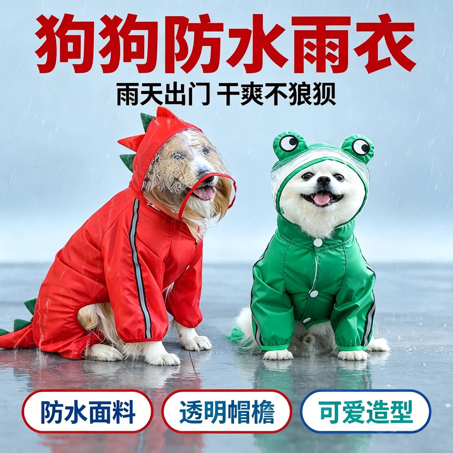 大狗狗雨衣防水异味造型可爱金毛巴哥拉布拉多猫咪四脚雨衣户外