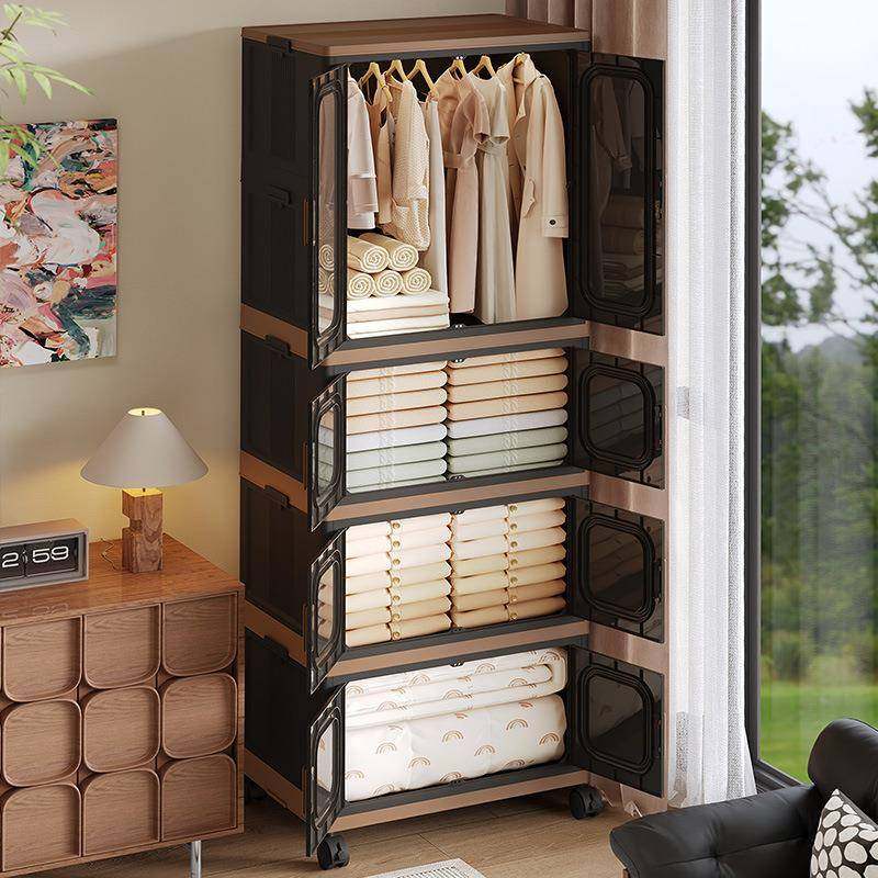 中古风收纳柜双开门多层衣服被子玩具柜整理箱可折叠大容量置物柜,收纳整理,收纳箱,淘宝优惠券,粉丝福利购,淘宝优惠卷