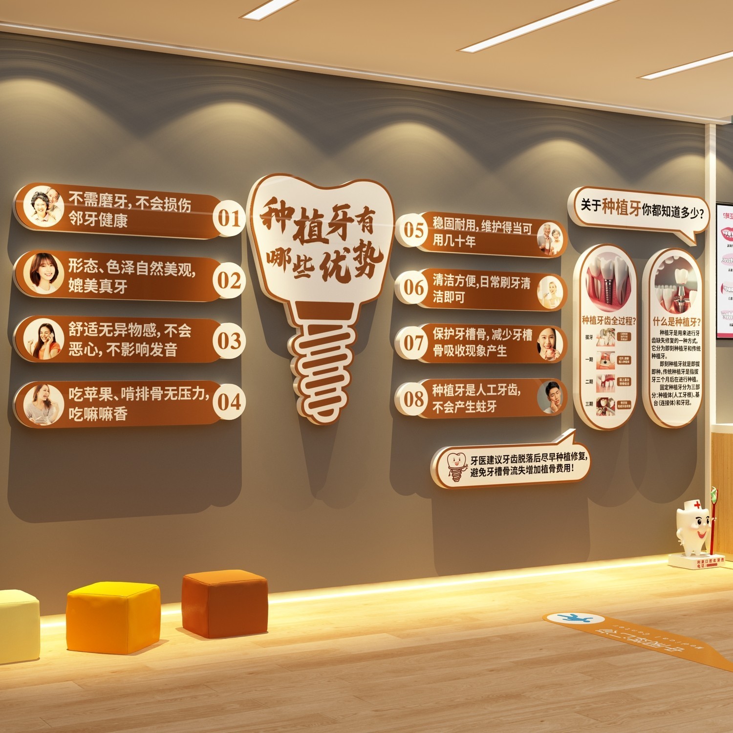 口腔门诊所墙面贴装饰牙科文化宣传壁挂画形象全生命周期健康管理