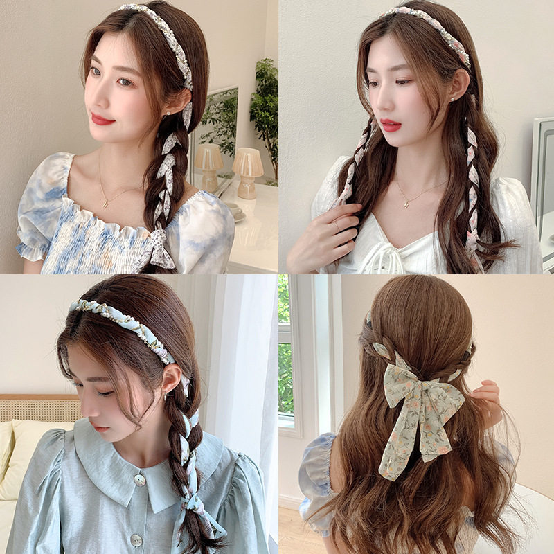 珍珠碎花发箍飘带少女