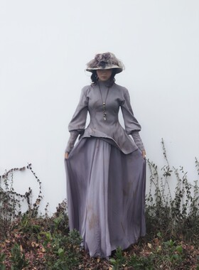 第二次心跳●《薰衣草》草木染 | 复古紫色针织衫收腰上衣灯笼袖