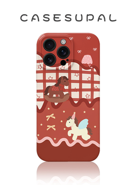 适用于iPhone17苹果16手机壳华为mate80新款oppofindx9菲林小米17全包荣耀magic8红色格纹小马vivox300一加15