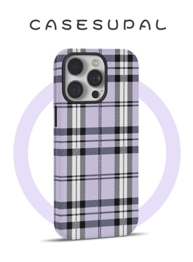 适用于iPhone17promax新款苹果16plus网红手机壳15pro/14菲林磁吸13韩系小众紫色格纹12二合一11防摔XR保护套