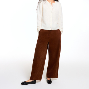 EATMI 「双生绒感裤」复古光泽感灯泡灯芯绒宽松休闲长裤