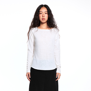 EATMI「空气抱抱衫」软糯竹节棉法式慵懒做旧毛边T恤长袖