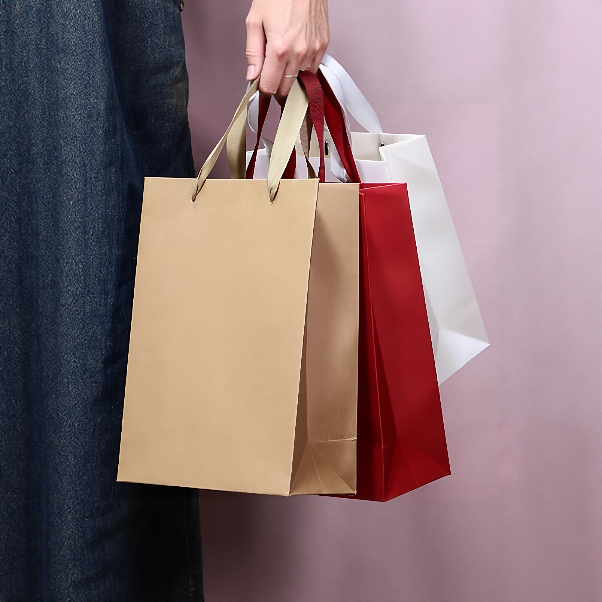 高档牛皮纸袋茶叶手提包装袋服装白卡纸竖款纸质横款加厚礼品袋子