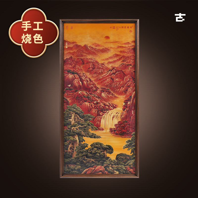 新中式客厅沙发背景墙装饰画新款山水挂画鸿运当头玄关装饰乔迁礼