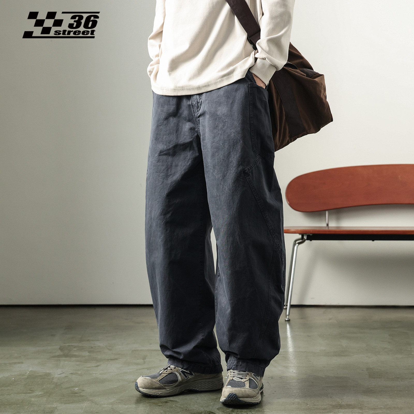 水洗工装弯刀裤男士秋冬潮牌日系复古宽松直筒休闲裤百搭阔腿长裤,男装,休闲裤,淘宝优惠券,粉丝福利购,淘宝优惠卷