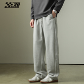 日系垂感条纹小弯刀卫裤 子 加绒阔腿休闲长裤 男士 宽松直筒秋冬新款