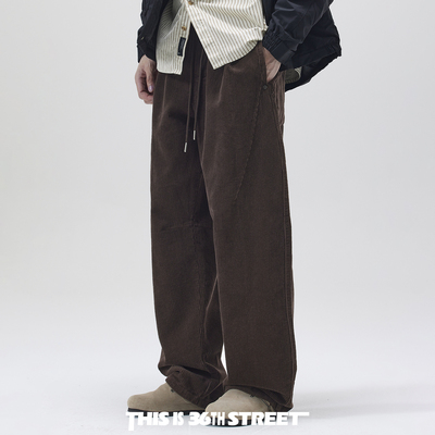 三十六街日系复古灯芯绒休闲裤