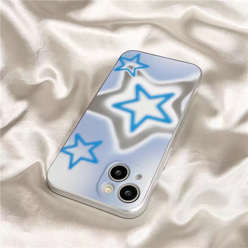 电镀银蓝色星星手机壳适用于苹果17/16promax手机壳iPhone15硅胶软壳