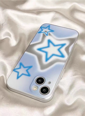 电镀银蓝色星星手机壳适用于苹果17/16promax手机壳iPhone15硅胶软壳