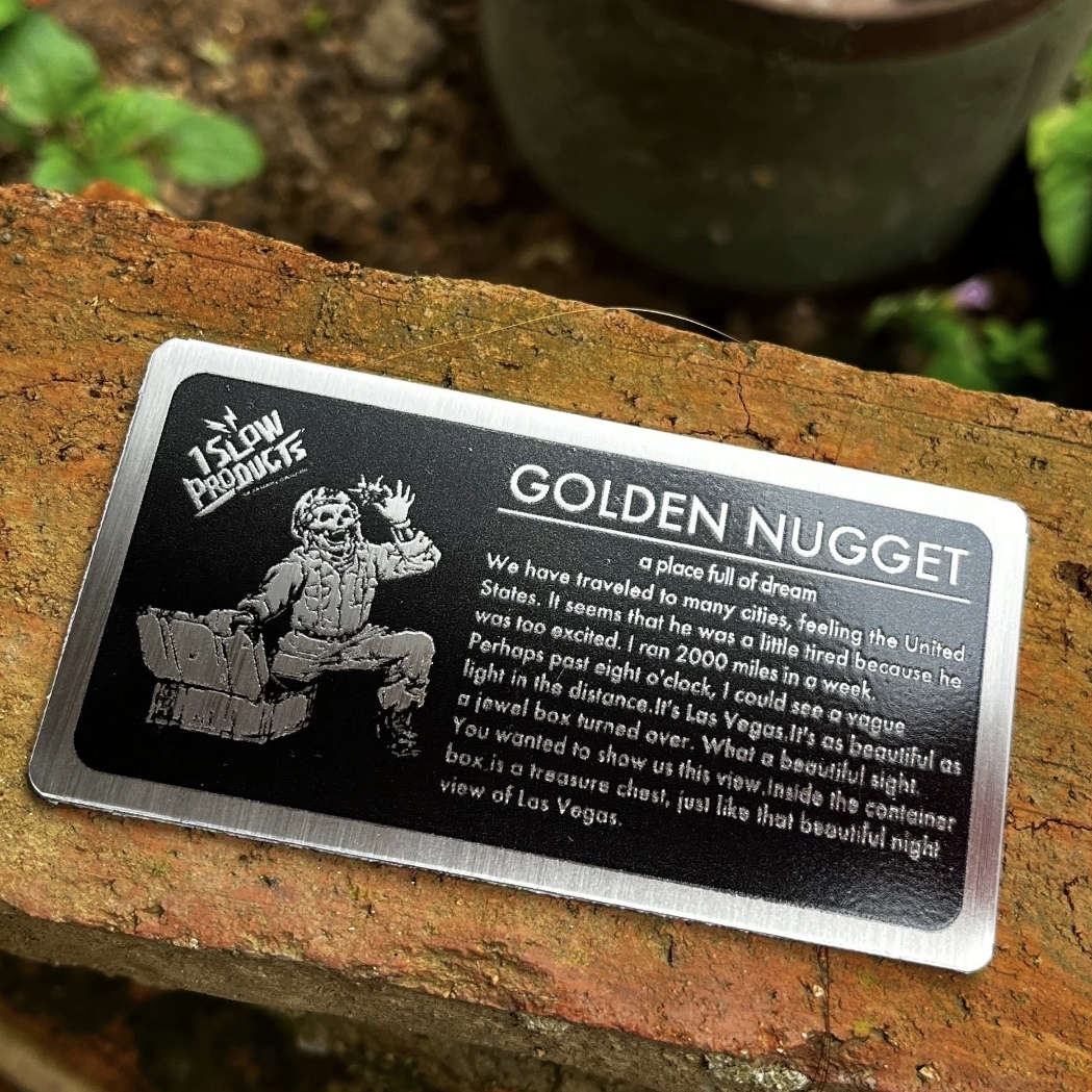 1SLOW户外露营箱水瓶保温桶冰桶GOLDEN NUGGENT款金属标识铭牌