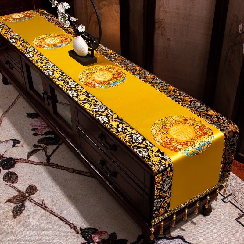 新中式电视柜桌布茶几桌垫茶几布茶台布艺长条中式床头柜防尘罩巾,居家布艺,桌布,淘宝优惠券,粉丝福利购,淘宝优惠卷