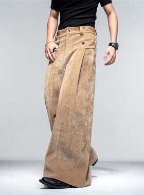 DBW 高级感西j服套装男秋冬休闲西装夹克垫肩外套丝绒阔腿裤两件