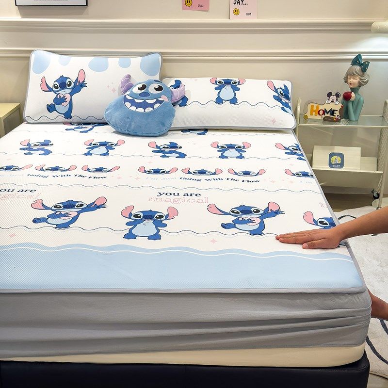 床笠款冰丝凉席三件套夏天卡通儿童软席子2025新款家用机洗空调席,床上用品,冰丝席,淘宝优惠券,粉丝福利购,淘宝优惠卷