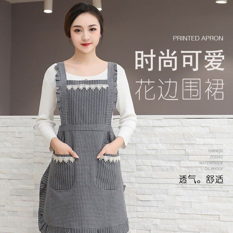 蕾丝围裙家用厨房棉质2024新款网红F公主做饭围腰女士上班漂亮时