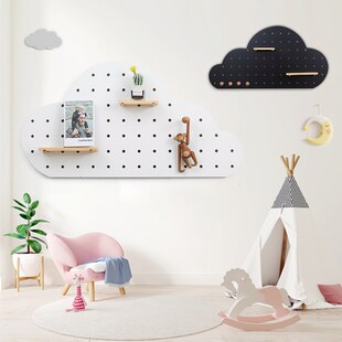 定制白色云朵洞洞板儿童房幼儿z园卡通展示架壁挂墙装饰墙面置物