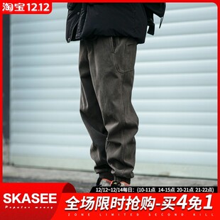 冬季加绒加厚工装裤男青年潮牌宽松小脚裤百搭休闲束脚裤棉裤外穿