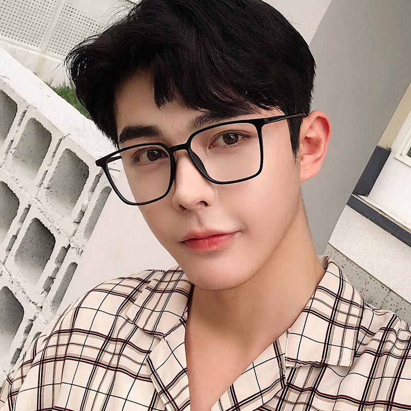 网红款韩版潮透明眼睛框架男士潮C平光镜可配近视防蓝光辐射眼镜