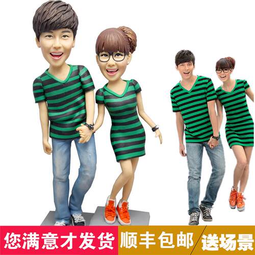 泥人d公仔捏像玩偶i泥塑人像真人照片蜡y软陶人偶定制EMU生日结
