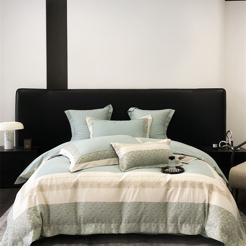 高密度提花加厚100支全棉磨毛四件套轻奢风刺绣宽边被套保暖床品