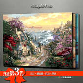 减压填充手工f挂画手绘定制风景数字欧式 饰 油画田园填色diy油彩装