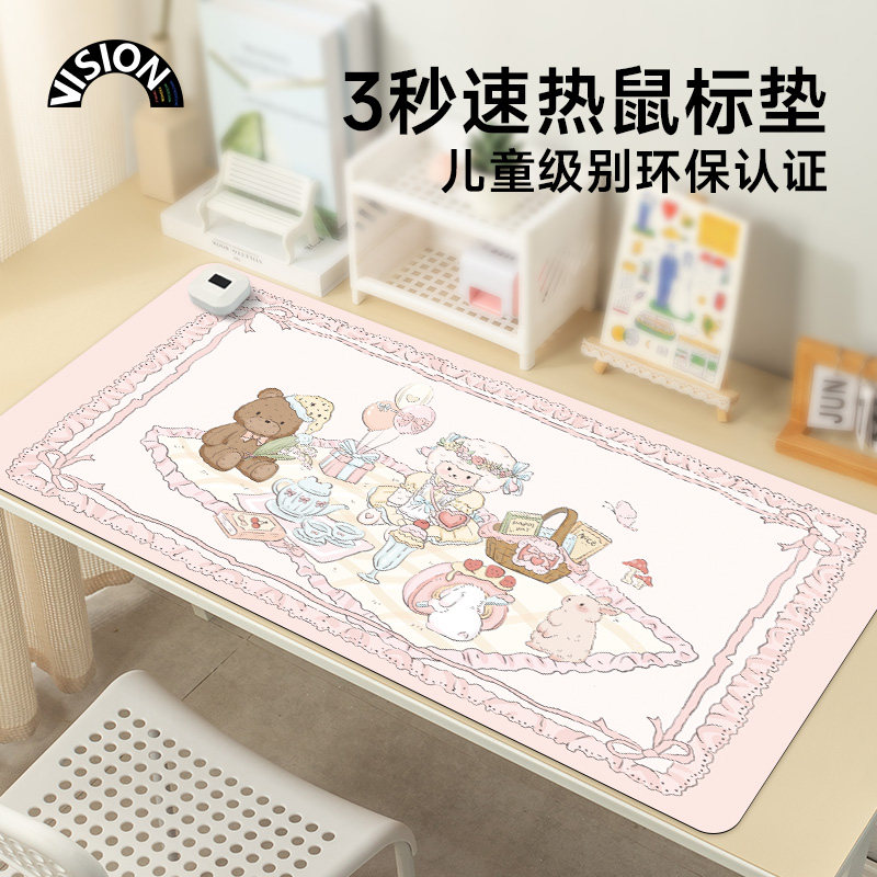 小羊野餐加热鼠标垫超大发热暖桌垫z办公室垫子桌面电脑键盘电热
