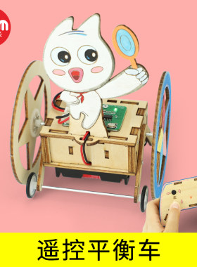 木质遥控平衡车科技制作小发明儿童手工DIY材料玩具电动车一等奖