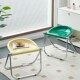 北欧中古绿折叠凳简约透明亚克力网红小户型咖啡厅拍照化妆折叠椅
