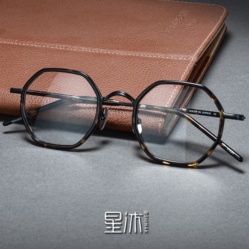 复古八角形眼镜框男款q近视纯钛板材个性超轻文艺女生可配度数级