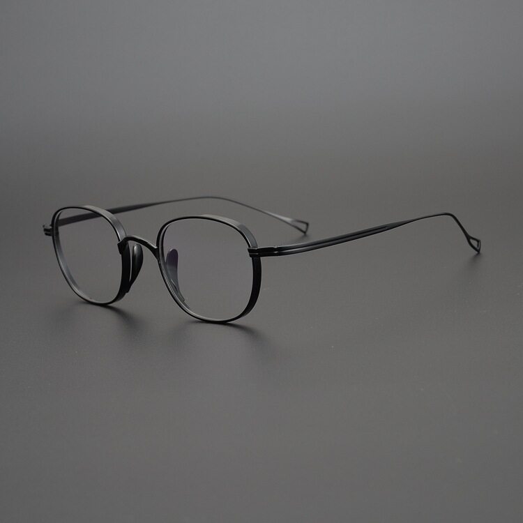 10518日式h复古眼镜架全钛可配近视眼超轻男女一体鼻托小方框显脸