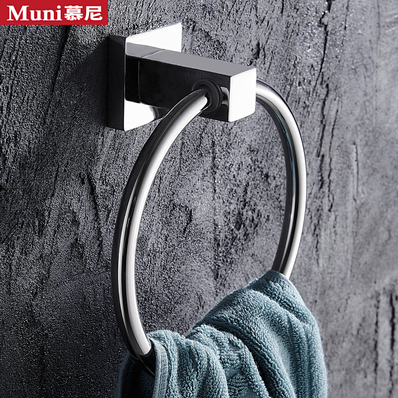 卫生间毛巾环免打孔 不锈钢毛巾挂环圆环 北欧创意擦手Y布架毛巾