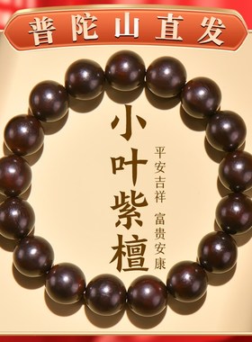 普陀山小叶紫檀手串男沉香檀木念珠老料木质佛珠文玩手链女礼物