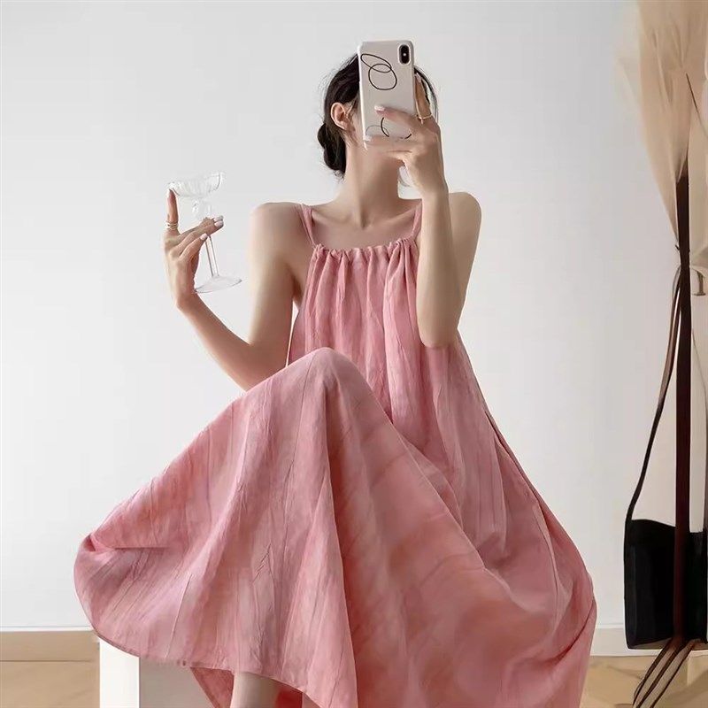 多巴胺粉色晕染吊带连衣裙女夏季显瘦气质大摆裙沙滩度假无袖长裙,模玩/动漫/周边/娃圈三坑/桌游,lolita洛丽塔连衣裙,淘宝优惠券,粉丝福利购,淘宝优惠卷