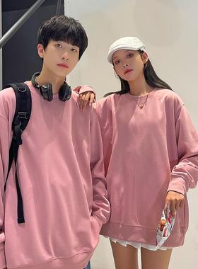 加厚白色圆女领棉卫衣定制QWR绿色纯团体聚班服加绒工作服订制l会