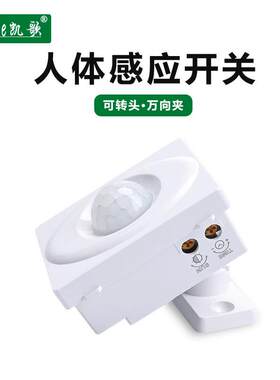 10a红外二线万向led灯具 转头人体感应器开关三线控X制红外线感应