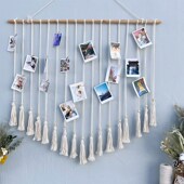 北欧编织挂毯g照片墙DIY创意手工棉麻绳相片墙客厅装 饰壁挂件