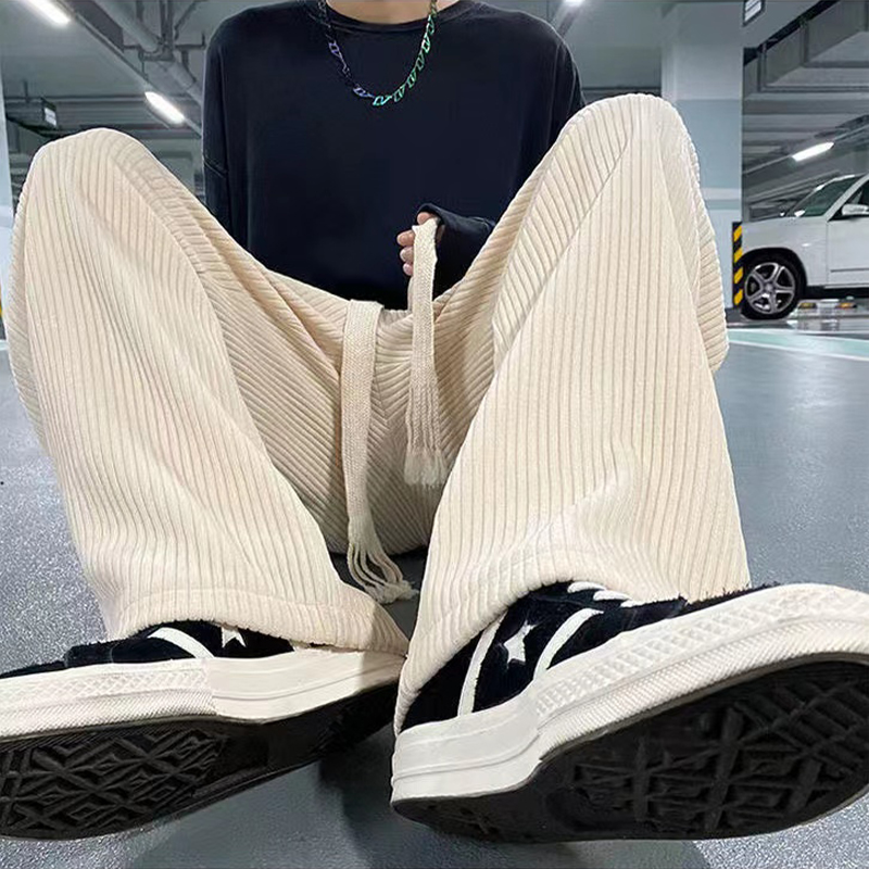 加肥加大款宽松休闲灯芯绒直筒裤