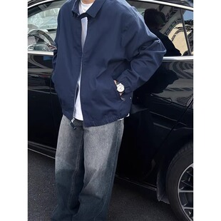 特大码300斤美式藏青色外套男女春秋季高级感工装上衣飞行员夹克