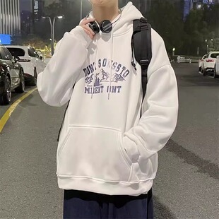 特大码300斤港味复古印花连帽卫衣男女春秋新款痞帅情侣上衣外套2