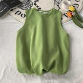 特大码 宽松外穿背心 新款 300斤ins内搭华夫格纯色无袖 上衣男女夏季