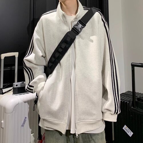 大码300斤美式复古三条杠卫衣