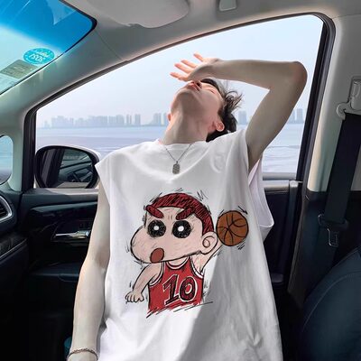 大码300斤日系卡通蜡笔小新背心