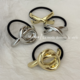 极简冷淡风设计感合金丸子头皮筋头绳高级感扎头发发圈发绳女皮套