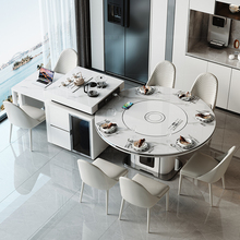 国家补贴2025新款岩板岛台餐桌椅子一体小户型家用可伸缩带电磁炉