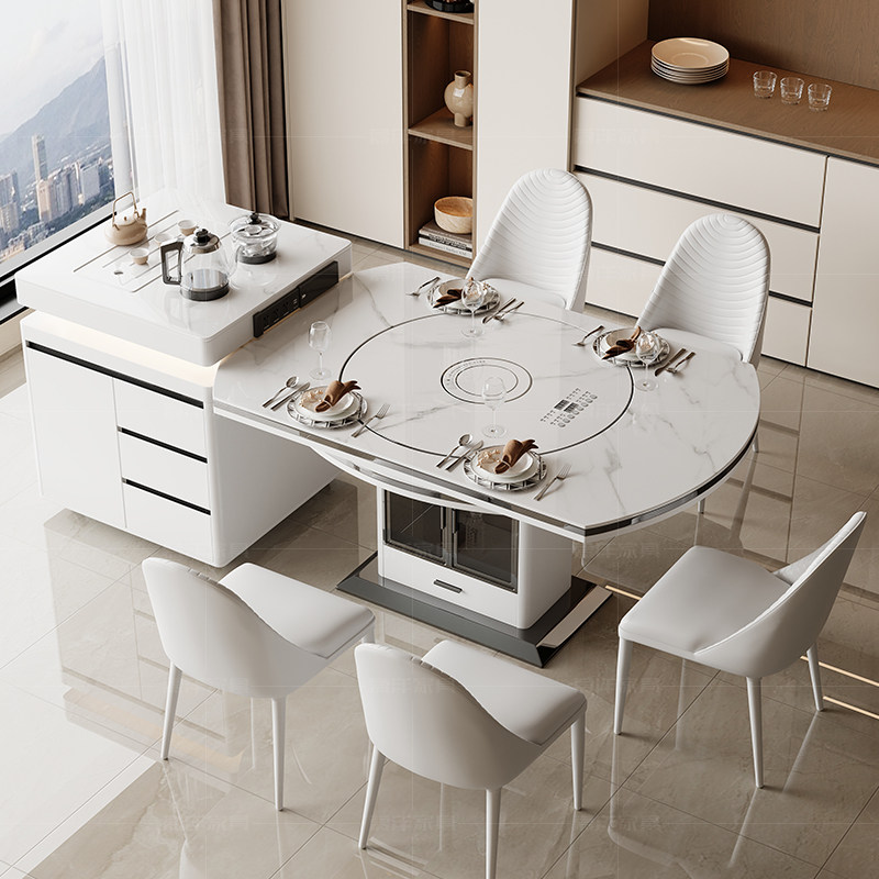 政府补贴岩板岛台餐桌一体家用小户型多功能带电磁炉伸缩方圆两用,住宅家具,岛台餐桌,淘宝优惠券,粉丝福利购,淘宝优惠卷