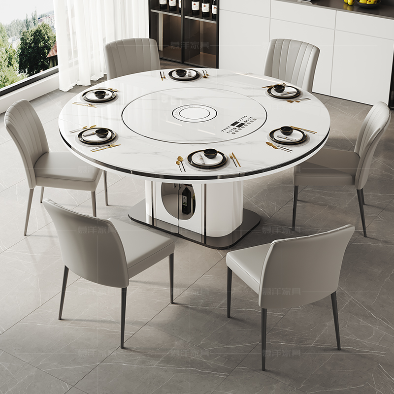 80cm转盘多功能电磁炉餐桌椅岩板