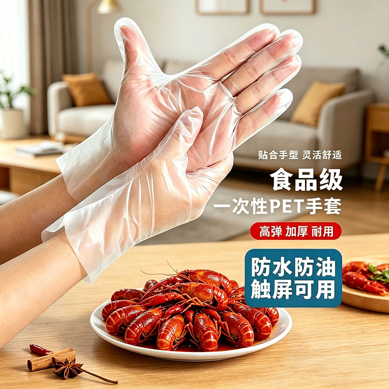 佳帮手一次性手套TPE食品级加厚高弹抽取式餐饮家用厨房不易渗油