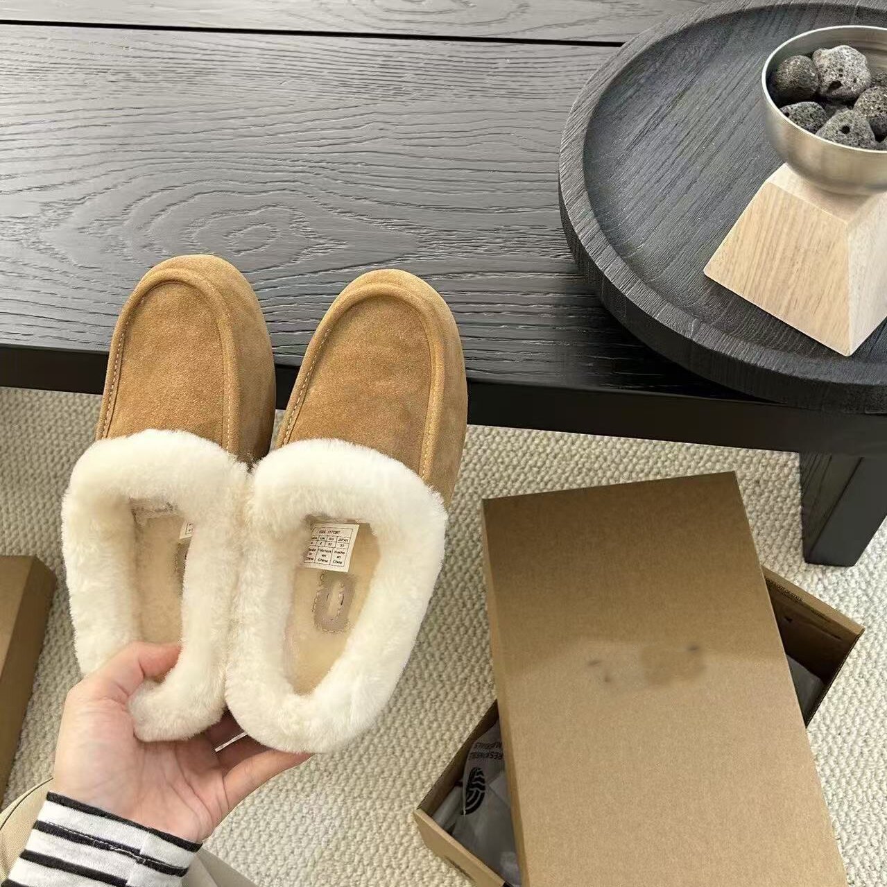 【穿靴子的猫】复古时尚女舒适毛毛鞋保暖加厚懒人一脚蹬乐福鞋